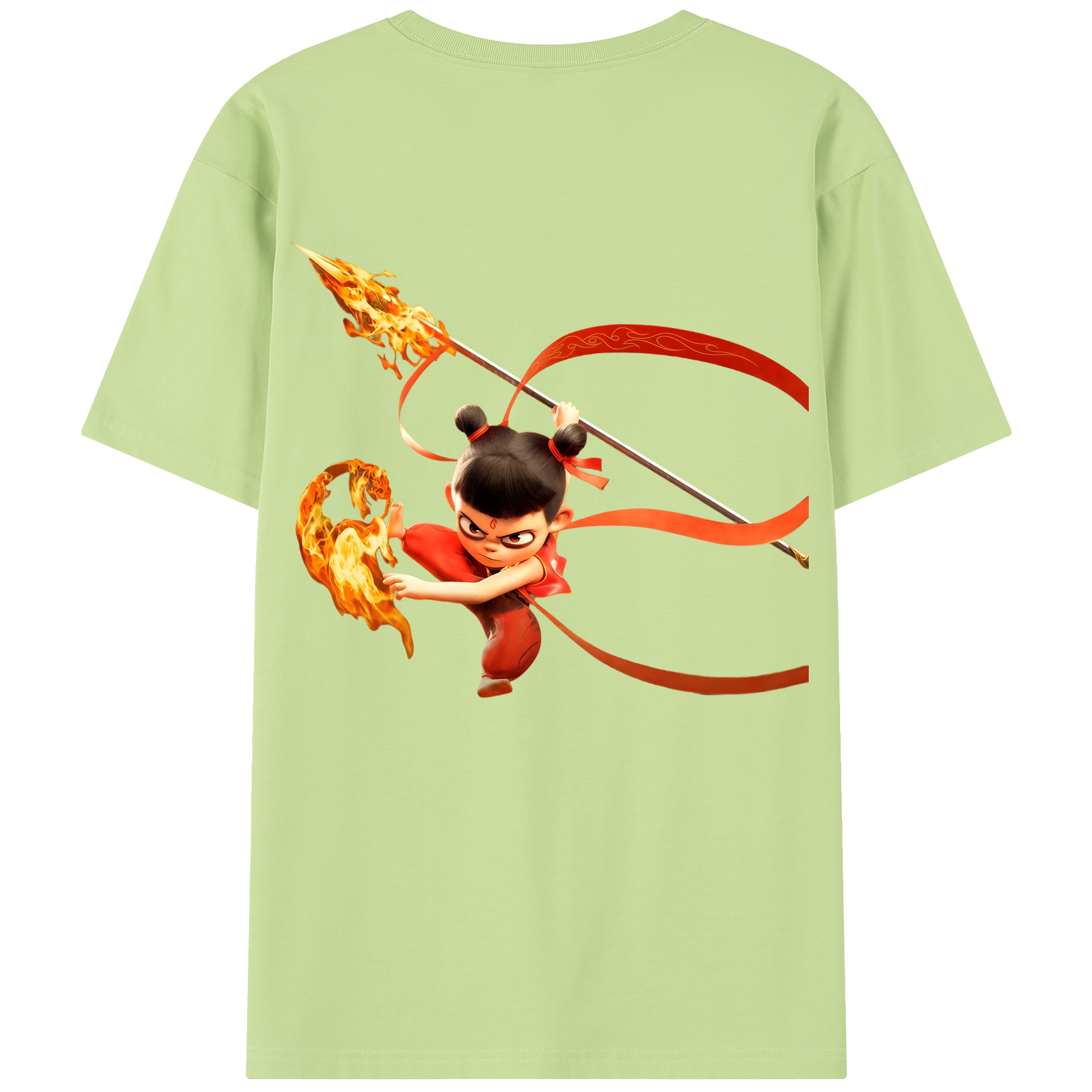 （画像用） Ne Zha 2 ナタ 魔童の大暴れ 綿100％半袖Tシャツ（背面プリント）